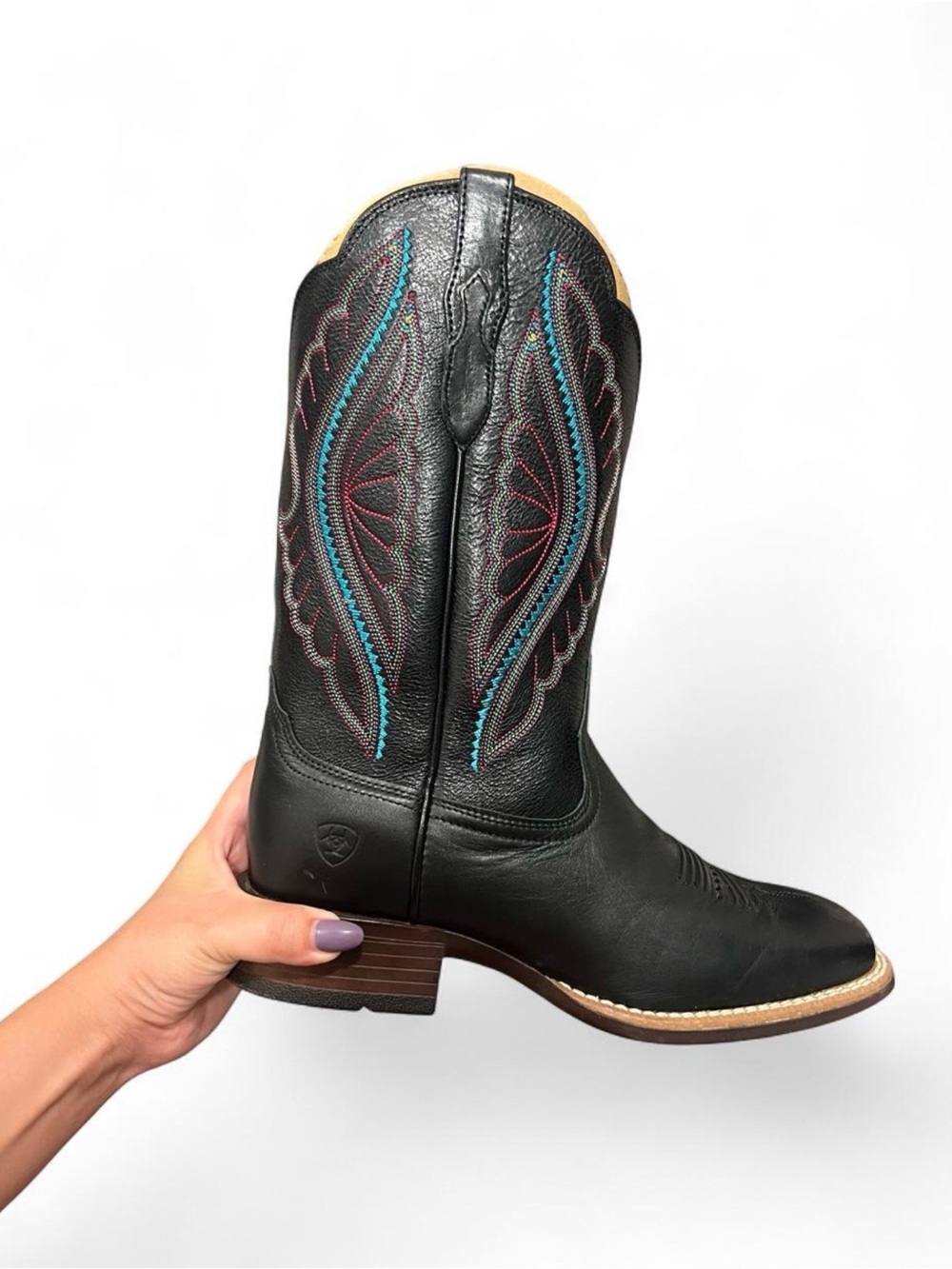 Ariat Women's PRIMETIME Black Western Embroidered Leather Boot
